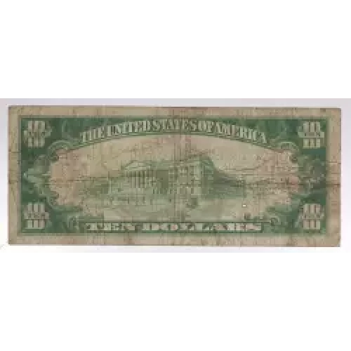 $10 1929 small brown seal. Small National Bank Notes 1801-1