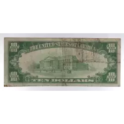 $10 1929 small brown seal. Small National Bank Notes 1801-1