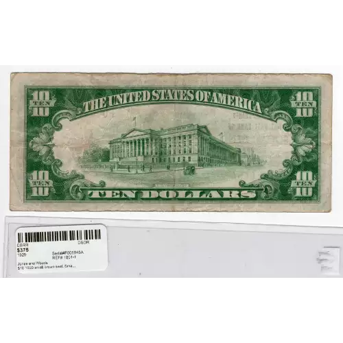 $10 1929 small brown seal. Small National Bank Notes 1801-1 (2)