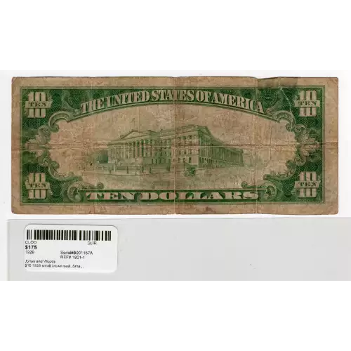 $10 1929 small brown seal. Small National Bank Notes 1801-1 (2)