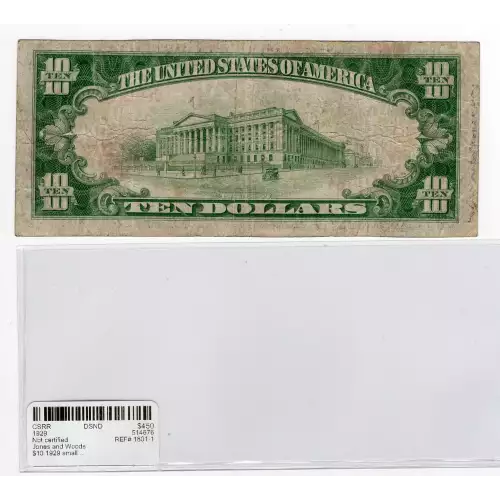 $10 1929 small brown seal. Small National Bank Notes 1801-1 (2)
