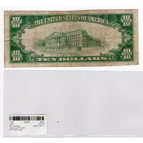 $10 1929 small brown seal. Small National Bank Notes 1801-1 (4)
