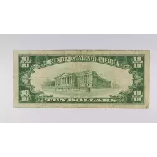 $10 1929 small brown seal. Small National Bank Notes 1801-1