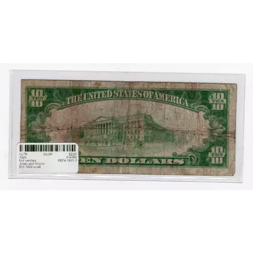 $10 1929 small brown seal. Small National Bank Notes 1801-1 (3)