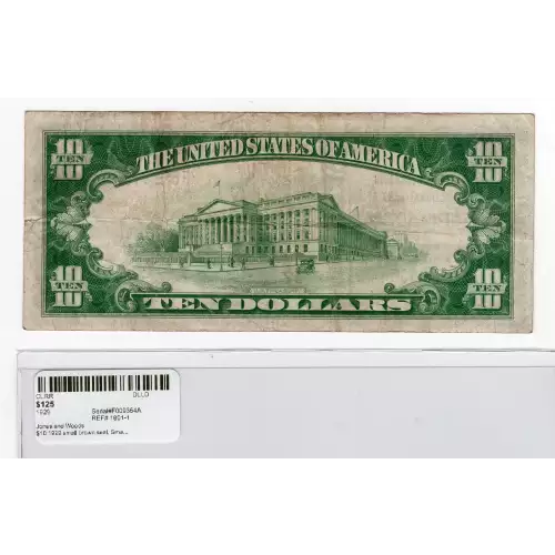 $10 1929 small brown seal. Small National Bank Notes 1801-1 (2)