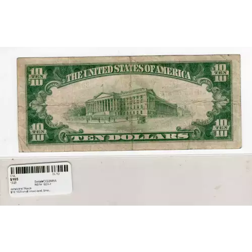 $10 1929 small brown seal. Small National Bank Notes 1801-1 (2)