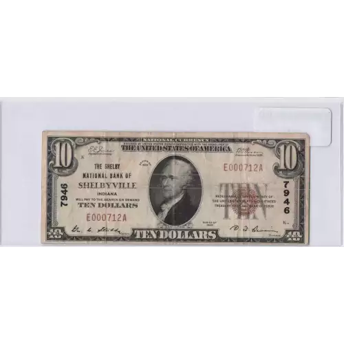 $10 1929 small brown seal. Small National Bank Notes 1801-1 (2)