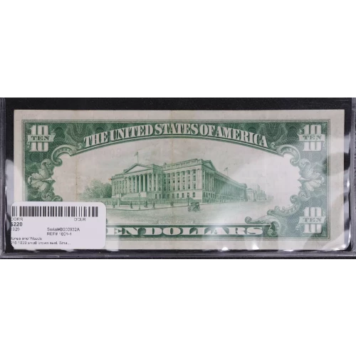 $10 1929 small brown seal. Small National Bank Notes 1801-1 (2)