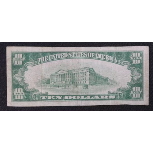 $10 1929 small brown seal. Small National Bank Notes 1801-1 (2)