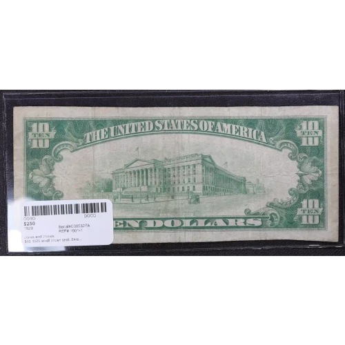 $10 1929 small brown seal. Small National Bank Notes 1801-1 (3)