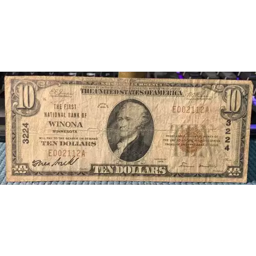 $10 1929 small brown seal. Small National Bank Notes 1801-1