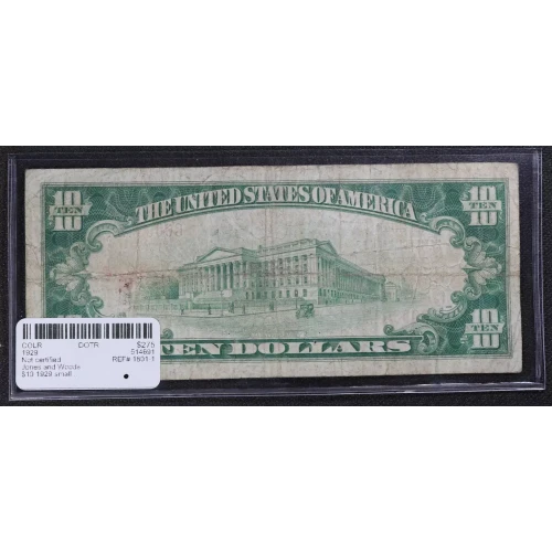 $10 1929 small brown seal. Small National Bank Notes 1801-1 (3)