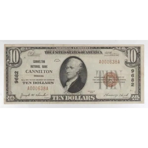 $10 1929 small brown seal. Small National Bank Notes 1801-1