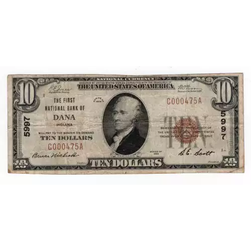 $10 1929 small brown seal. Small National Bank Notes 1801-1 (3)