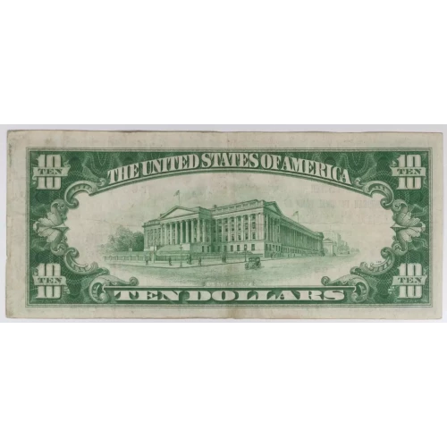 $10 1929 small brown seal. Small National Bank Notes 1801-1