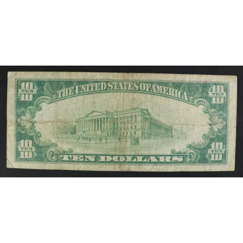 $10 1929 small brown seal. Small National Bank Notes 1801-1 (3)