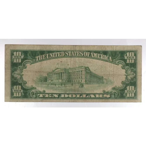 $10 1929 small brown seal. Small National Bank Notes 1801-1