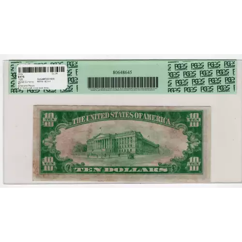 $10 1929 small brown seal. Small National Bank Notes 1801-1 (2)