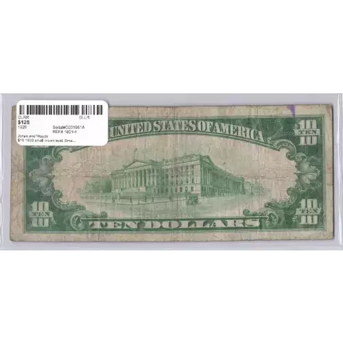 $10 1929 small brown seal. Small National Bank Notes 1801-1 (2)