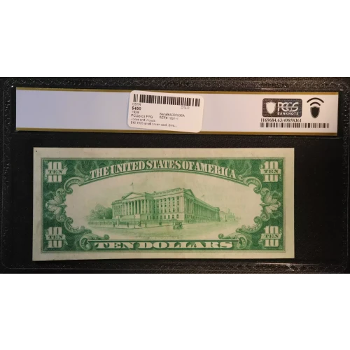 $10 1929 small brown seal. Small National Bank Notes 1801-1