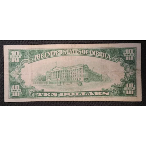 $10 1929 small brown seal. Small National Bank Notes 1801-1