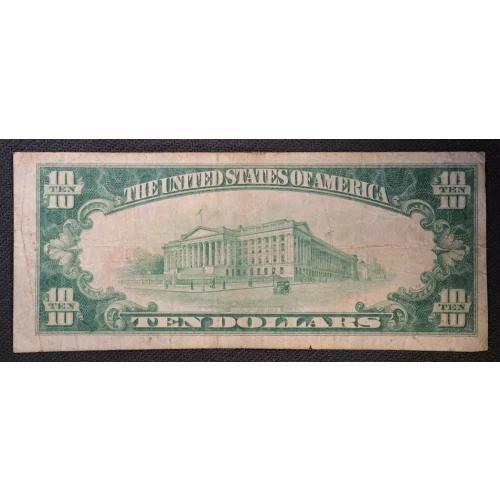 $10 1929 small brown seal. Small National Bank Notes 1801-1