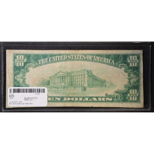 $10 1929 small brown seal. Small National Bank Notes 1801-1 (3)
