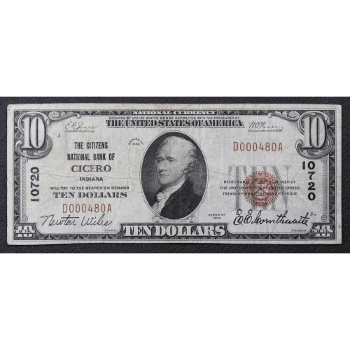 $10 1929 small brown seal. Small National Bank Notes 1801-1
