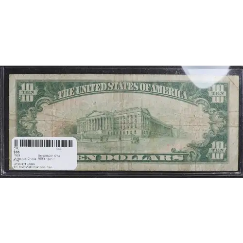 $10 1929 small brown seal. Small National Bank Notes 1801-1