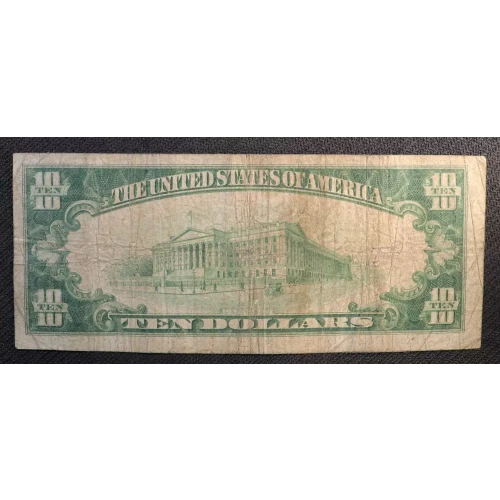 $10 1929 small brown seal. Small National Bank Notes 1801-1 (3)