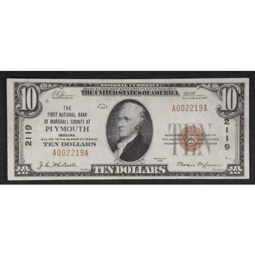 $10 1929 small brown seal. Small National Bank Notes 1801-1