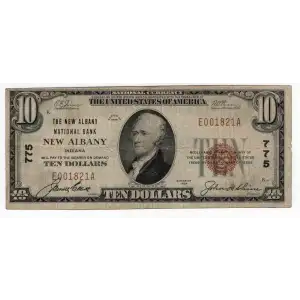 $10 1929 small brown seal. Small National Bank Notes 1801-1