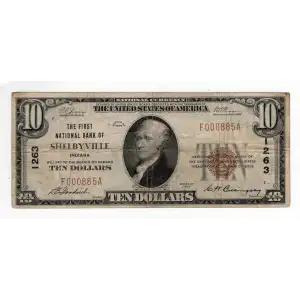 $10 1929 small brown seal. Small National Bank Notes 1801-1