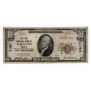 $10 1929 small brown seal. Small National Bank Notes 1801-1