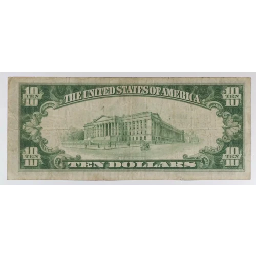 $10 1929 small brown seal. Small National Bank Notes 1801-1
