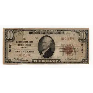 $10 1929 small brown seal. Small National Bank Notes 1801-1