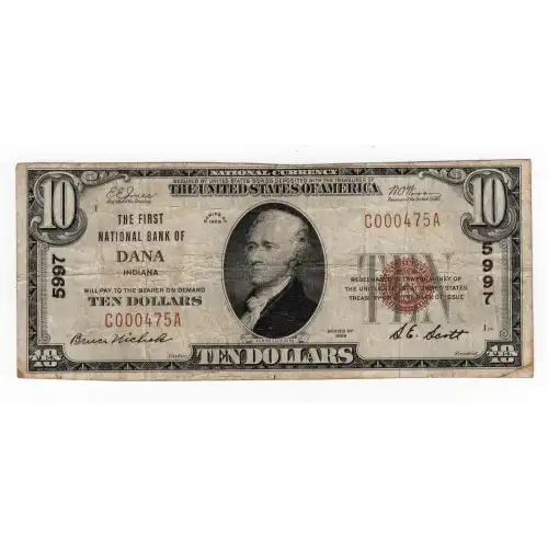 $10 1929 small brown seal. Small National Bank Notes 1801-1 (3)