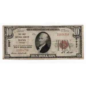 $10 1929 small brown seal. Small National Bank Notes 1801-1 (3)