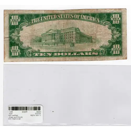 $10 1929 small brown seal. Small National Bank Notes 1801-1 (4)