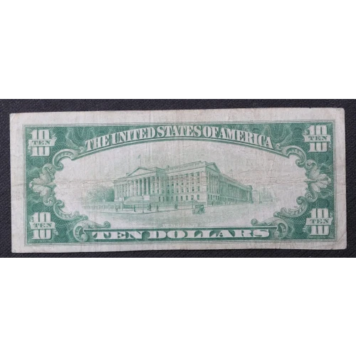 $10 1929 small brown seal. Small National Bank Notes 1801-1 (2)