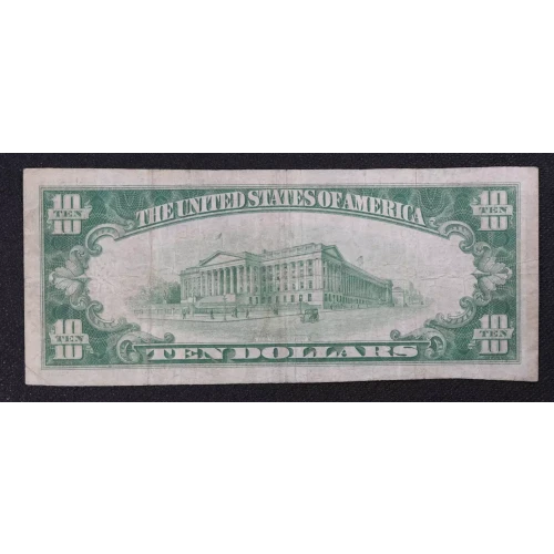 $10 1929 small brown seal. Small National Bank Notes 1801-1 (2)