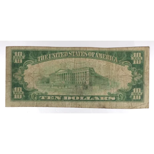 $10 1929 small brown seal. Small National Bank Notes 1801-1