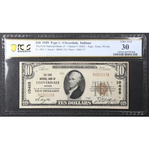 $10 1929 small brown seal. Small National Bank Notes 1801-1 (2)