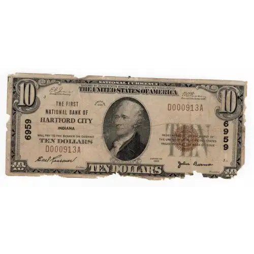 $10 1929 small brown seal. Small National Bank Notes 1801-1