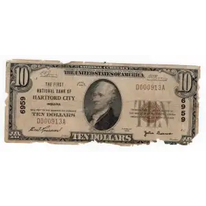 $10 1929 small brown seal. Small National Bank Notes 1801-1