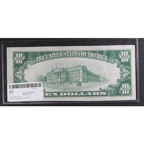 $10 1929 small brown seal. Small National Bank Notes 1801-1