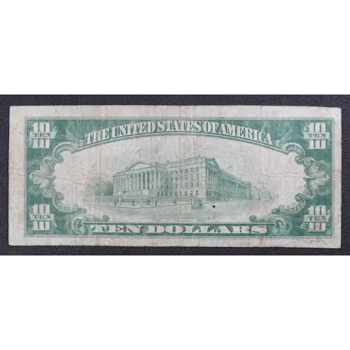 $10 1929 small brown seal. Small National Bank Notes 1801-1 (2)