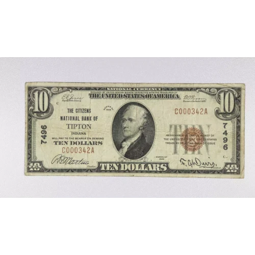 $10 1929 small brown seal. Small National Bank Notes 1801-1