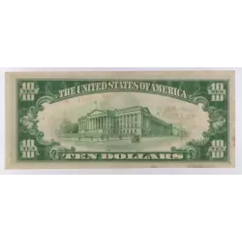 $10 1929 small brown seal. Small National Bank Notes 1801-2 (2)