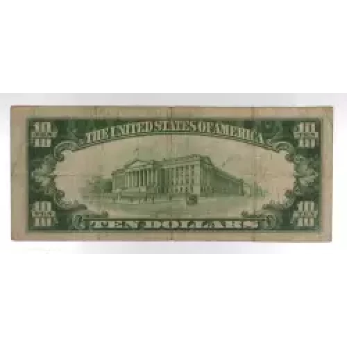 $10 1929 small brown seal. Small National Bank Notes 1801-2